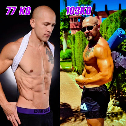 "Personal Trainer transformation from shredded to muscular."